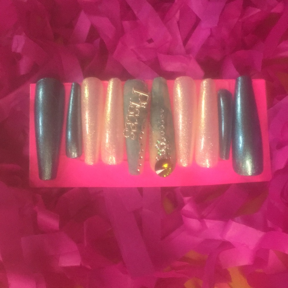 Xxl Aqua Pisces press on nails (custom)